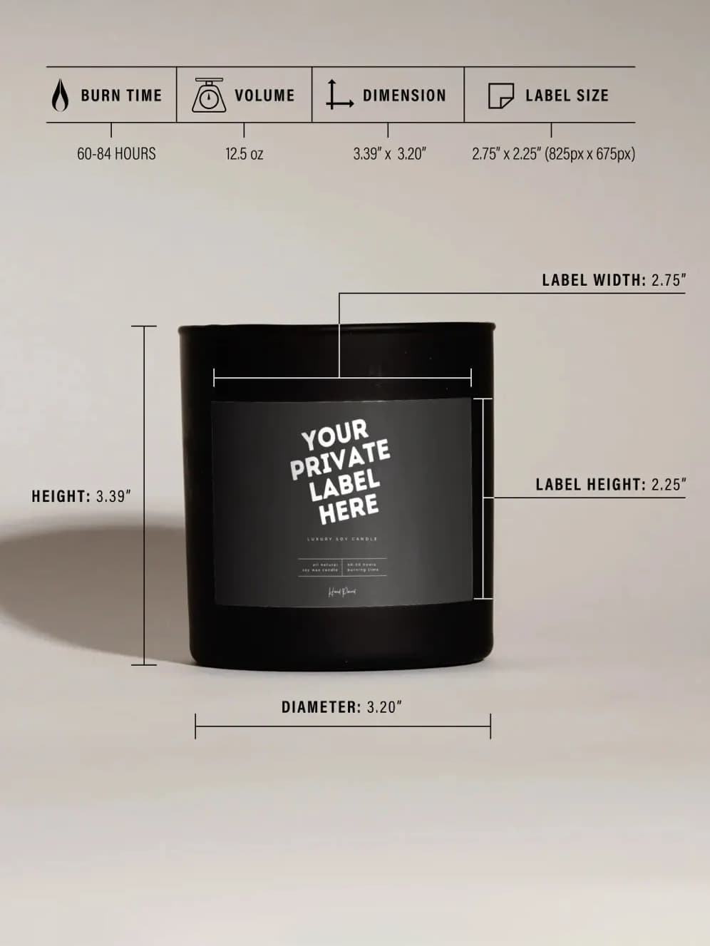Matte Black Glass 12.5oz Candle
