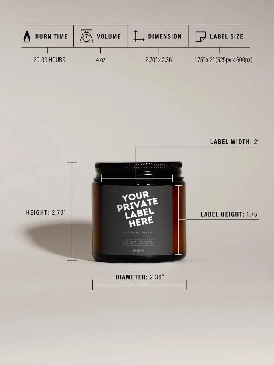 Amber Glass 4oz Candle