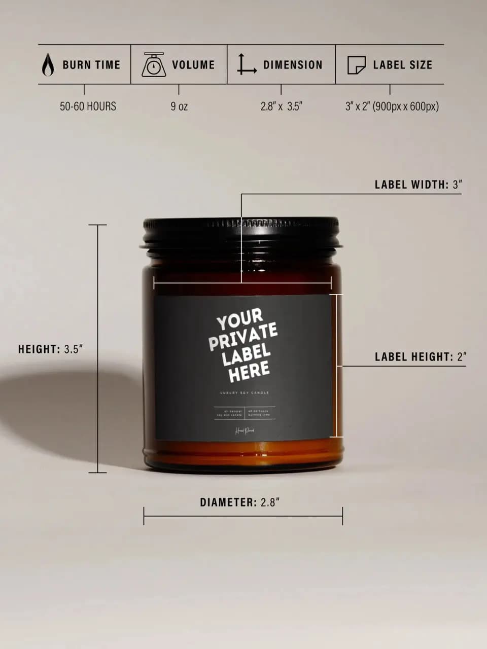 Amber Glass 9oz Candle