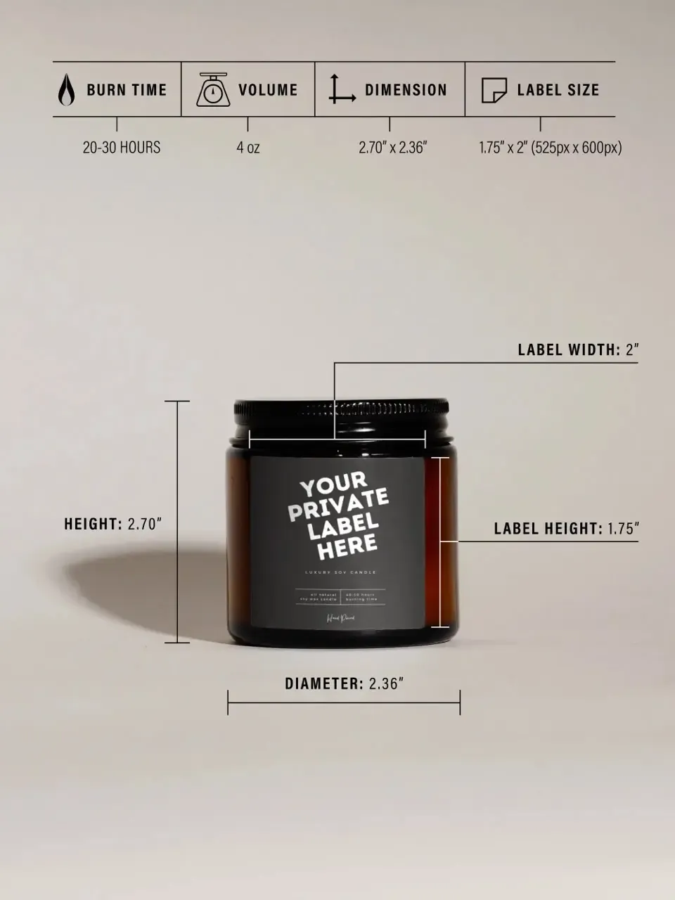Amber Glass 4oz Candle