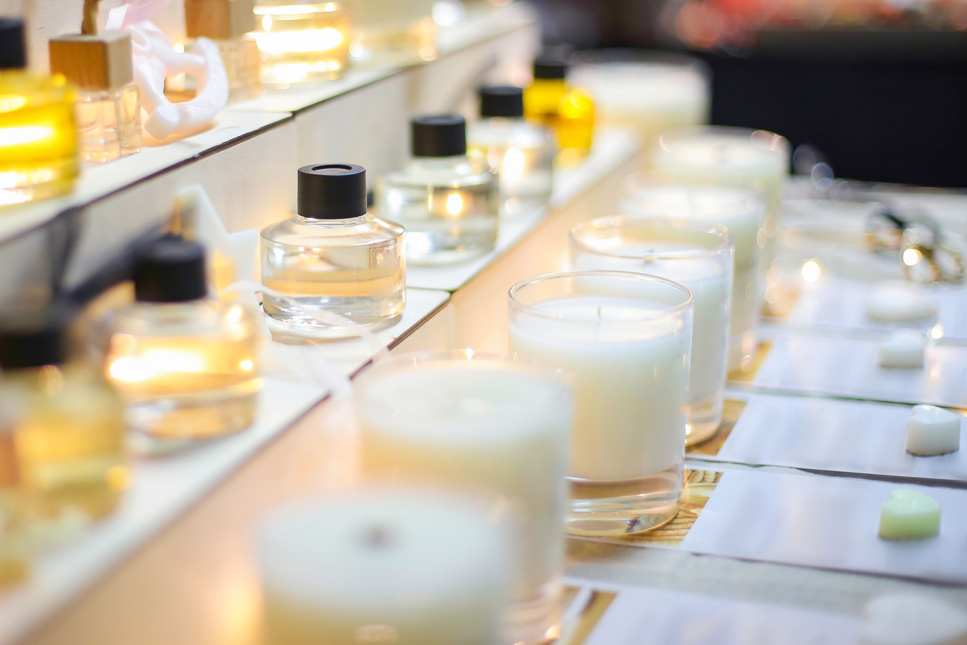 Custom printed candles display